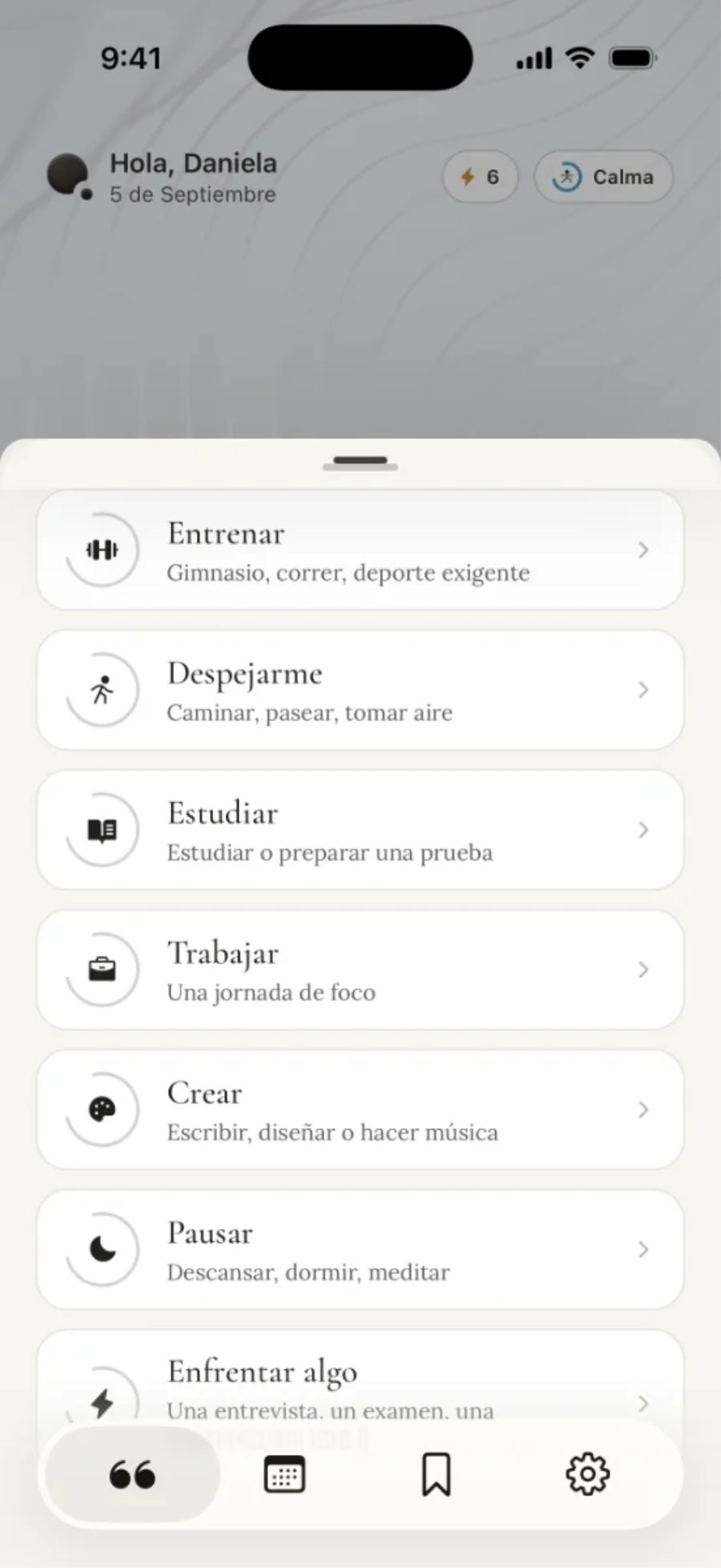 Elegir la actividad